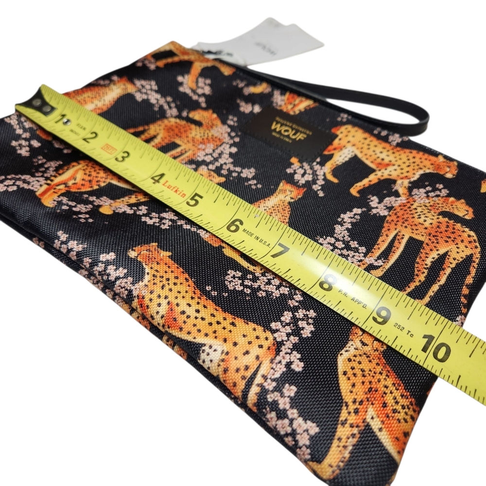 WOUF Salome XL Pouch Bag Leopard Print Clutch Bag Recycled Leather Black NEW - Picture 14 of 16